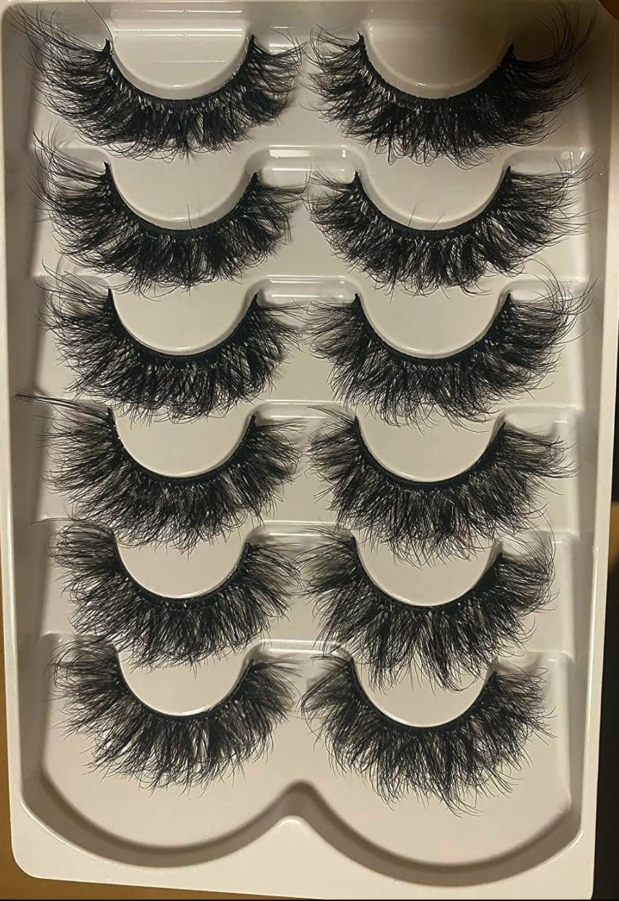 Wispy Glam False Eyelashes Dramatic Natural Fluffy 5D Lashes 6 Pair Eyelashes
