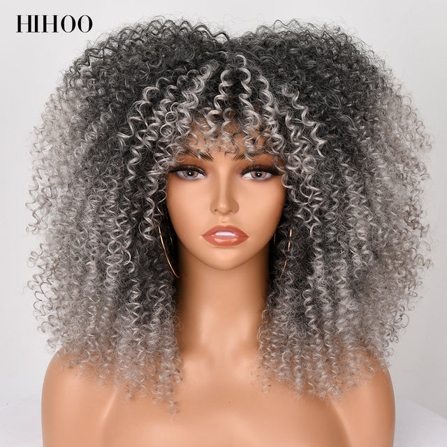 Short Hair Afro Kinky Big Hair Curly Full Cap Wig- See Different Colors