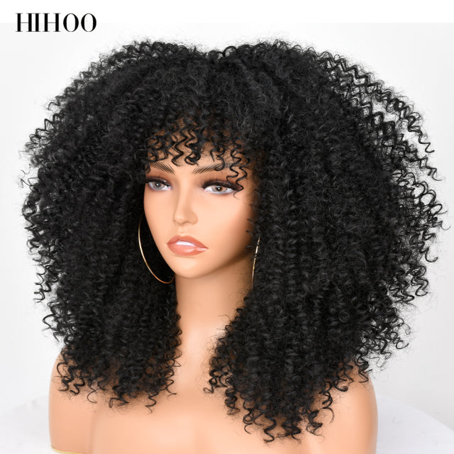 Short Hair Afro Kinky Big Hair Curly Full Cap Wig- See Different Colors