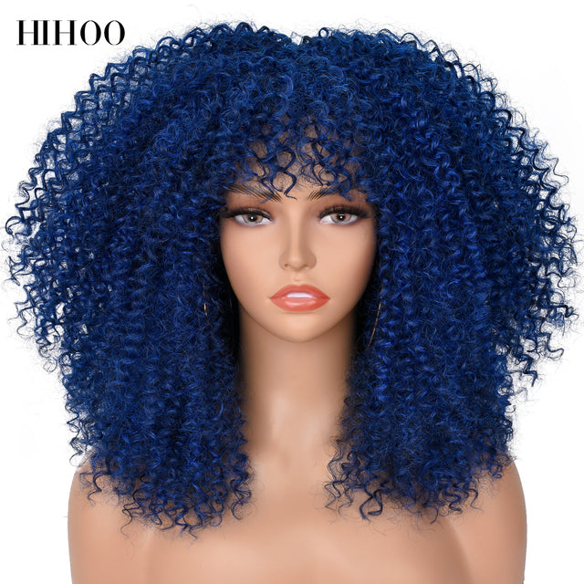 Short Hair Afro Kinky Big Hair Curly Full Cap Wig- See Different Colors