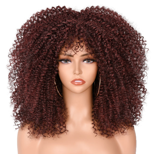 Short Hair Afro Kinky Big Hair Curly Full Cap Wig- See Different Colors