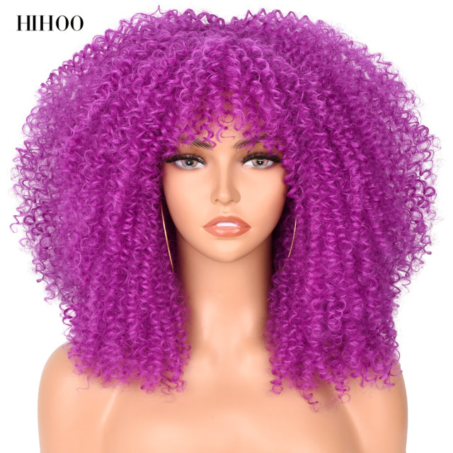 Short Hair Afro Kinky Big Hair Curly Full Cap Wig- See Different Colors