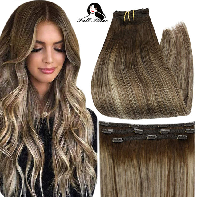 Full Shine 50 Grams Clip On Human Hair Extensions