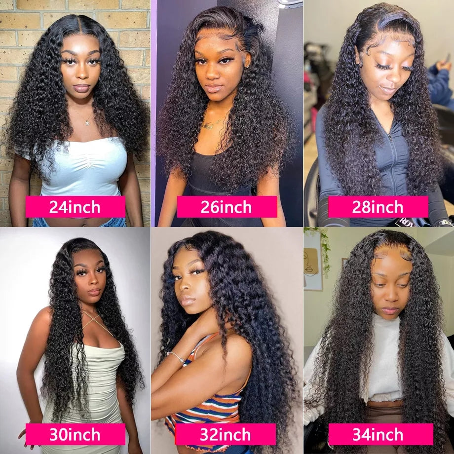 Curly Human Hair HD Transparent Loose Deep Wave Frontal Wig Water Wave Lace Front Wig 30 34 Inch