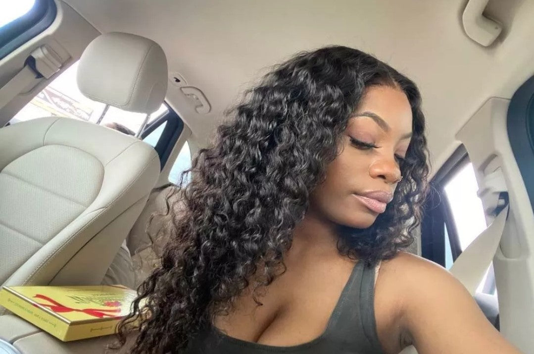 Curly Human Hair HD Transparent Loose Deep Wave Frontal Wig Water Wave Lace Front Wig 30 34 Inch