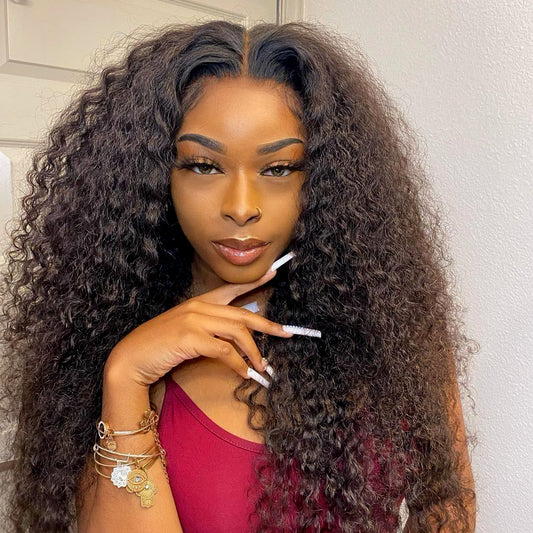 Curly Human Hair HD Transparent Loose Deep Wave Frontal Wig Water Wave Lace Front Wig 30 34 Inch