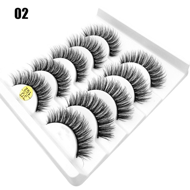 Darling Lashes 5Pairs/Set Faux Lashes Criss-Cross Cruelty-free Eyelashes